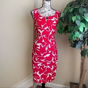 Adrianna Papell Linen Blend Sleeveless Sheath Dress Pink Sz 6